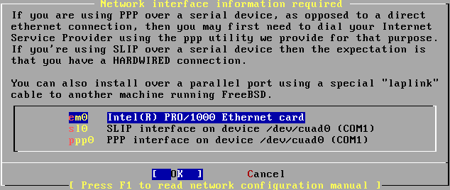 network interface information required network interface information required